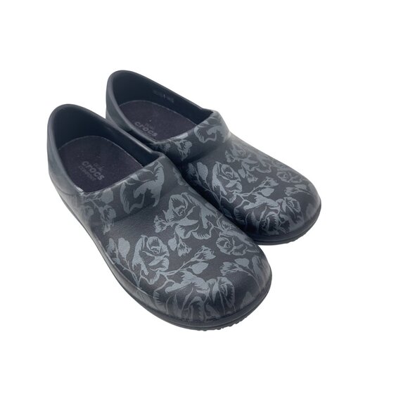 Crocs Professional Clogs Womens Size 7 Black Floral Pattern Slip-Resistant - Picture 10 of 12
